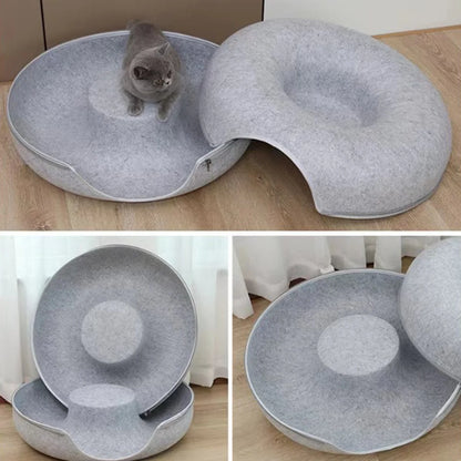 Felt Donut Bed for Cats or Small Dogs House With Breather Hole,  Dog Bed,  Interactive Play Toys for Cats to Hide 2 in