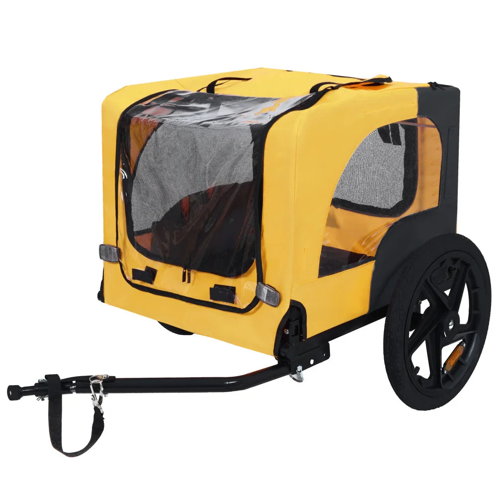 Foldable Pet Bike Trailer, Dog Bicycle Cart with Quick Release Wheels, Non-Slip Floor and, Safety Leash for Small or Medium Pets