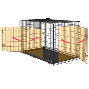 BestPet | Dog Crate | 48" | Black | Foldable Metal Kennel with Double Doors, Secure Slide-Bolt Latches, Leakproof Tray |