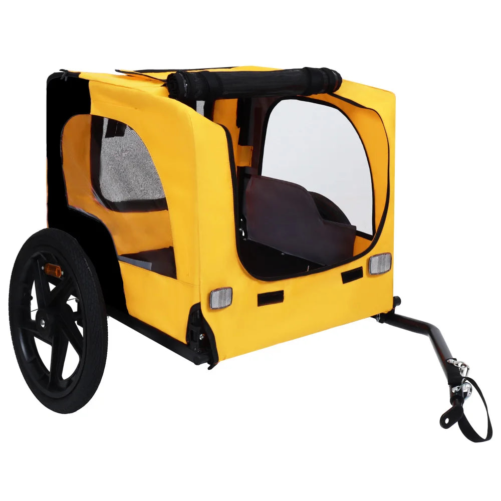 Foldable Pet Bike Trailer, Dog Bicycle Cart with Quick Release Wheels, Non-Slip Floor and, Safety Leash for Small or Medium Pets