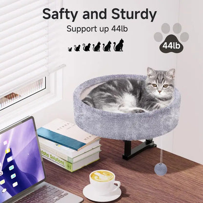 Desk Bed 360 Rotating amp Adjustable, Supports 44 lbs, Soft Faux Fur with DualSided Reversible Mat, Modern Indoor Cat Nest Furni