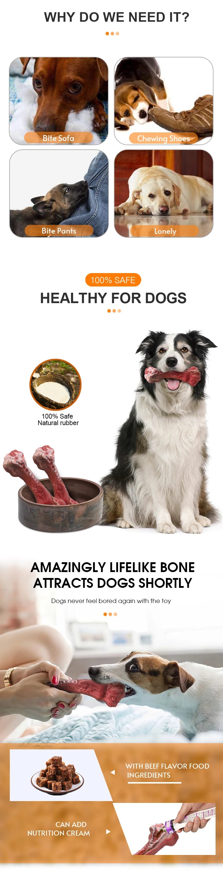 MASBRILL Dog Toys Aggressive Chewers, Large Dogs Bone-Shaped Indestructible Nylon Interactive Dog Toy, Teeth Cleaning