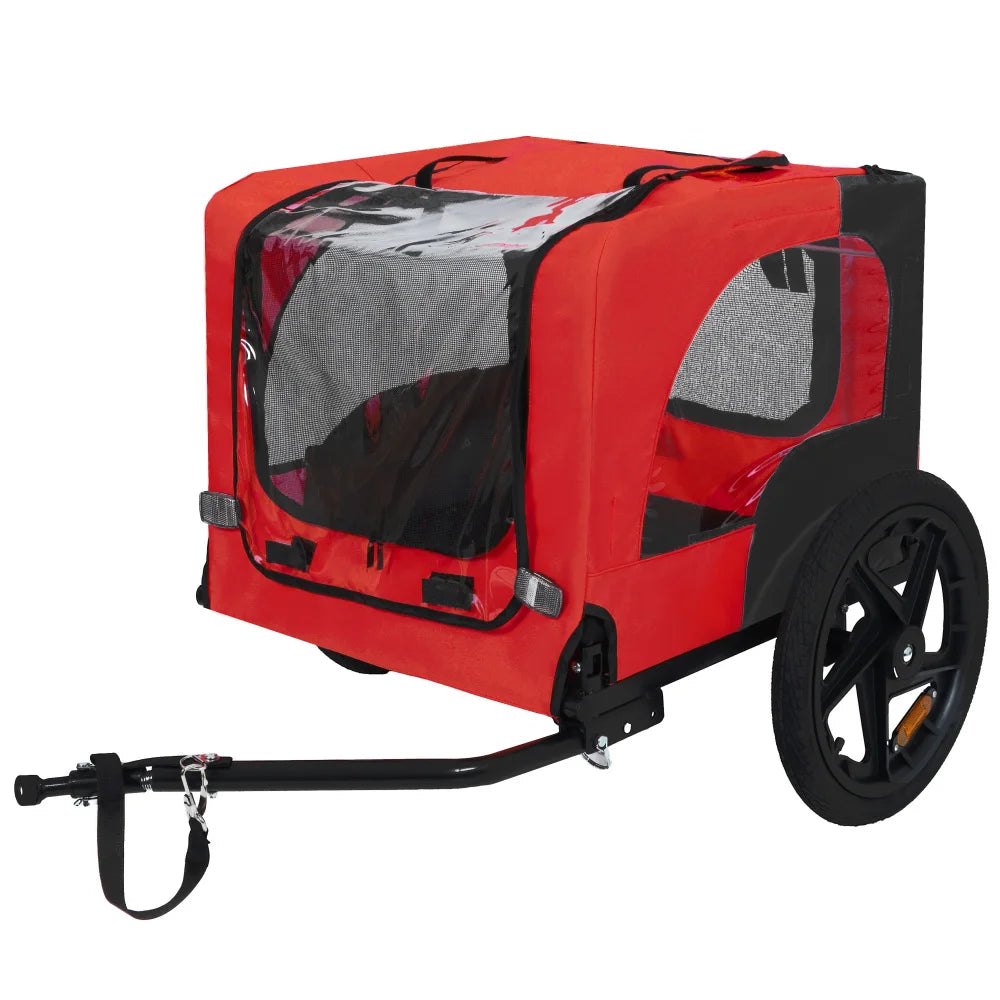 Foldable Pet Bike Trailer, Dog Bicycle Cart with Quick Release Wheels, Non-Slip Floor and, Safety Leash for Small or Medium Pets