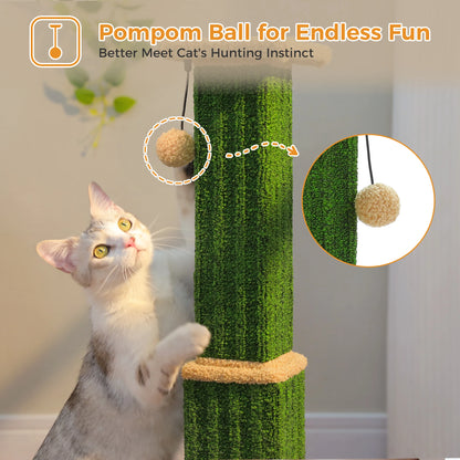 Large Cat Scratching Post for Indoor Cats, Ultimate Scratch Post with Woven Sisal Dangling Ball