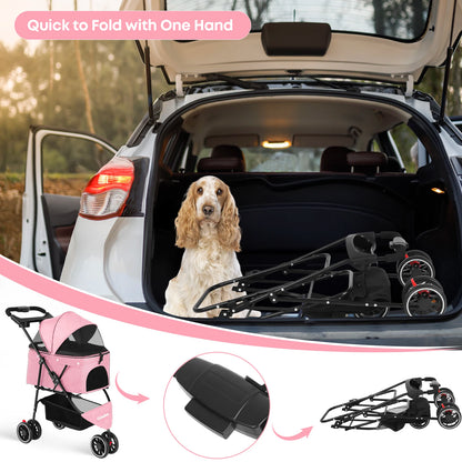 Pet Stroller For Small Puppy, Dogs & Cats, Travel Portable Dog Stroller,  Foldable