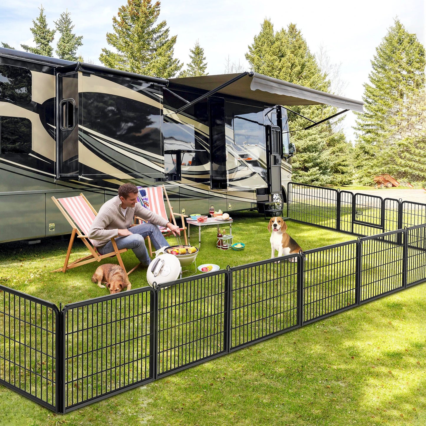 Dog Playpen, 16 Panels, Foldable and Portable Metal Pet Exercise Pen, 24 Inch Height Outdoor