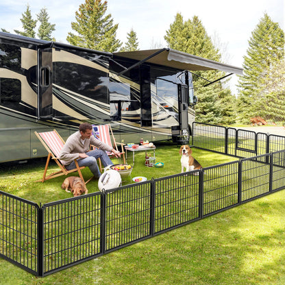 Dog Playpen, 16 Panels, Foldable and Portable Metal Pet Exercise Pen, 24 Inch Height Outdoor