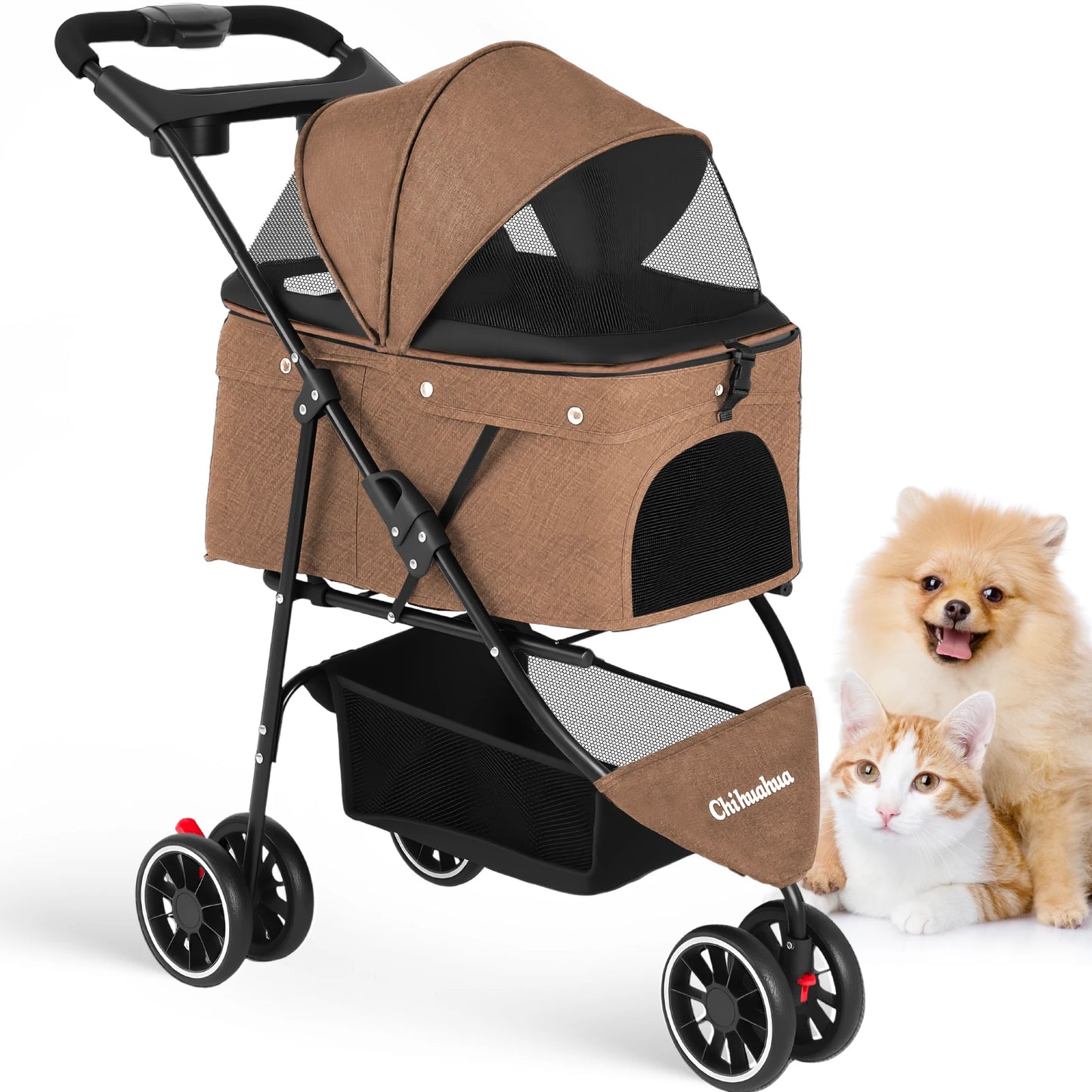 Pet Stroller For Small Puppy, Dogs & Cats, Travel Portable Dog Stroller,  Foldable