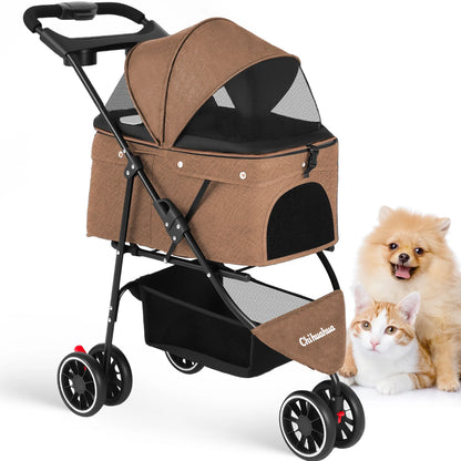 Pet Stroller For Small Puppy, Dogs & Cats, Travel Portable Dog Stroller,  Foldable