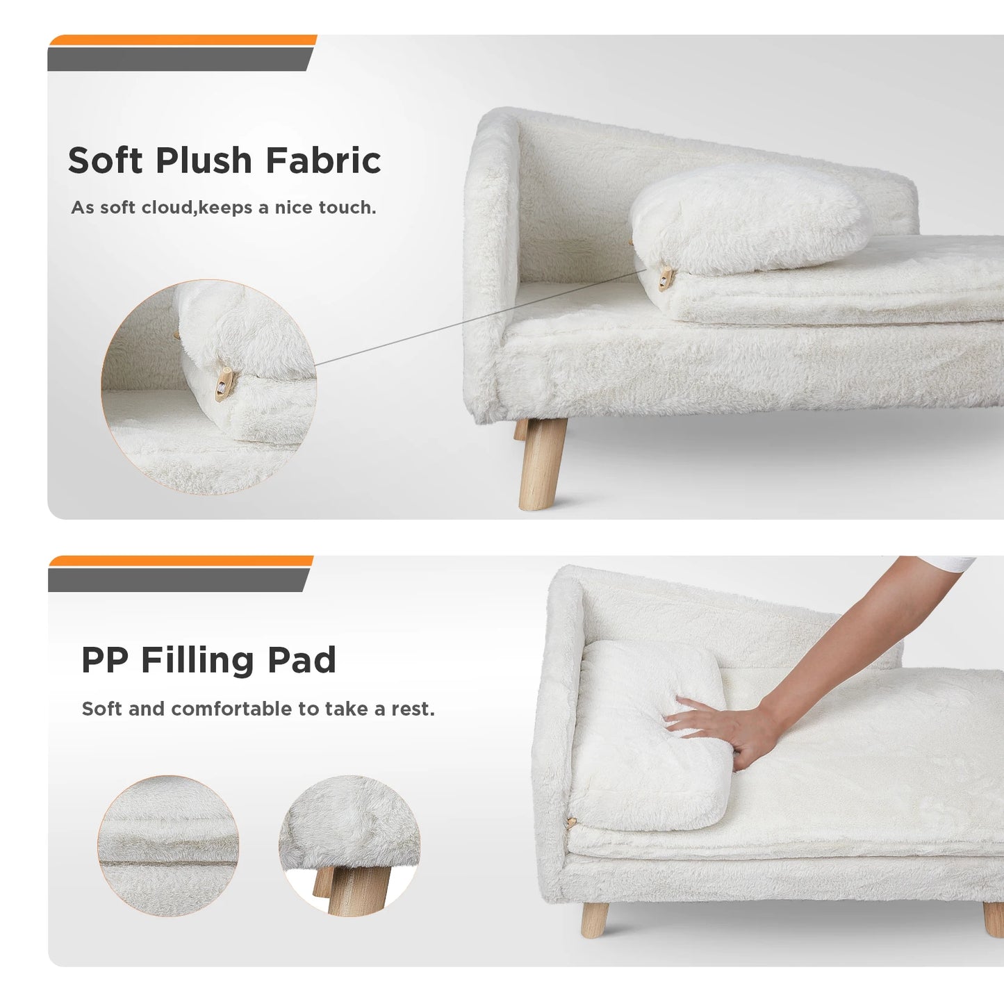 Elevated Pet Bed,Nordic Pet Stool Bed with Cozy Pad, Waterproof, with Sturdy Wood Legs for Small Dog or Kitten