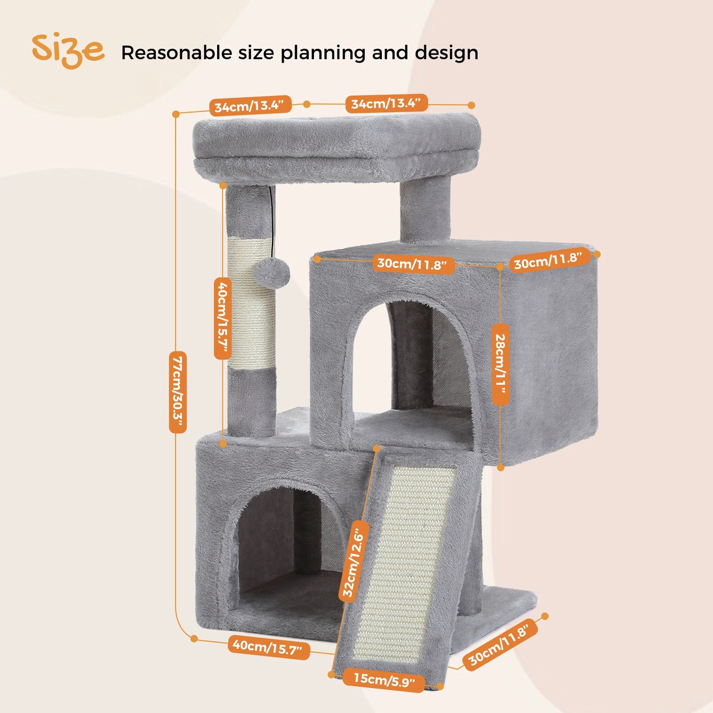 Large Cat Tree for Indoor Cats, Multi-Level Cat Tower with Sisal Scratching Post, 2 Spacious Condo, Cat Scratching Pad