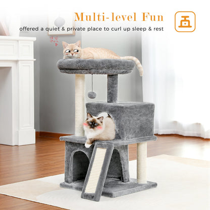 Large Cat Tree for Indoor Cats, Multi-Level Cat Tower with Sisal Scratching Post, 2 Spacious Condo, Cat Scratching Pad