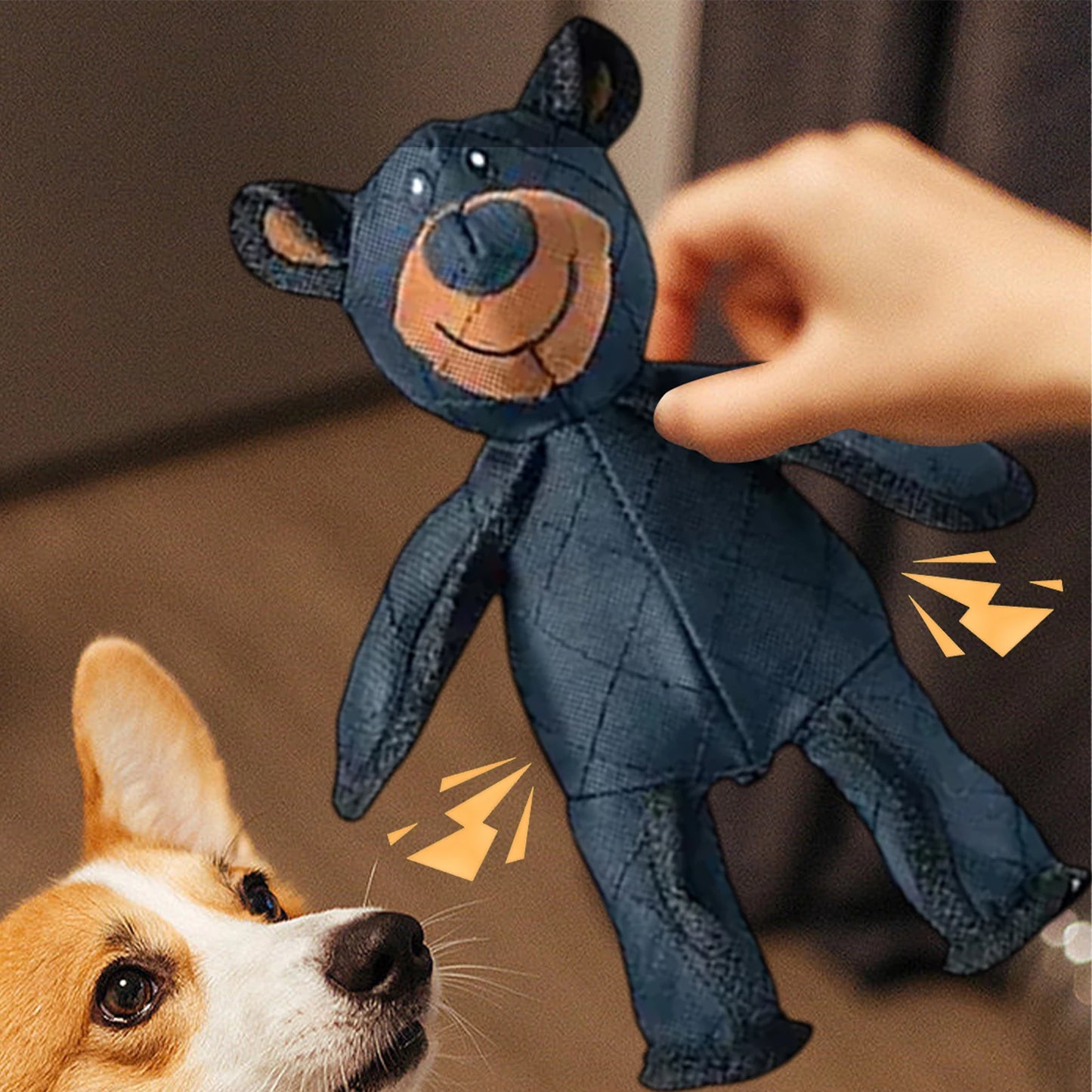 Squeaky Plush Bear Toy for Dogs, Unbreakable Teddy Squeaky Dog Toy