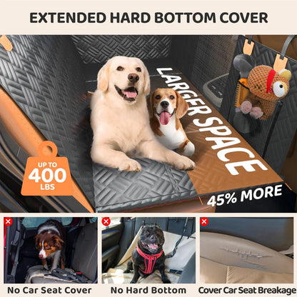 Car Rear Seat Dog Seat Cover, Hard Bottom, Rear Seat Extender, Load-Bearing 400 Pounds, Heavy-Duty Anti-Scratch, Washable Dog Hammock for Cars and Suvs