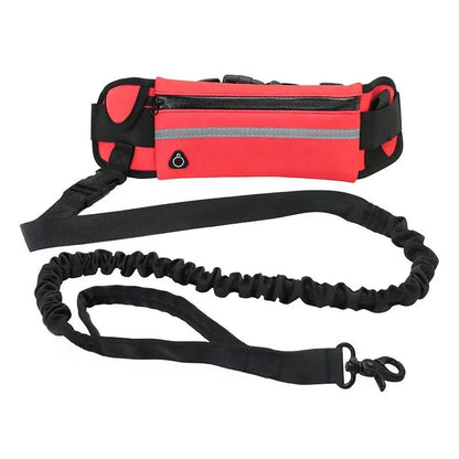 Hands Free Dog Leash for Running, Walking, Reflective Leash with Waist Bag, Retractable Elastic Belt