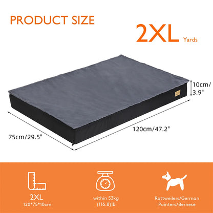 Large Orthopaedic Dog Bed Waterproof Cushion, Pet Mattress 2 In 1 Pet Dog Crate Bed with Removable Washable Cover Indoor Outdoor