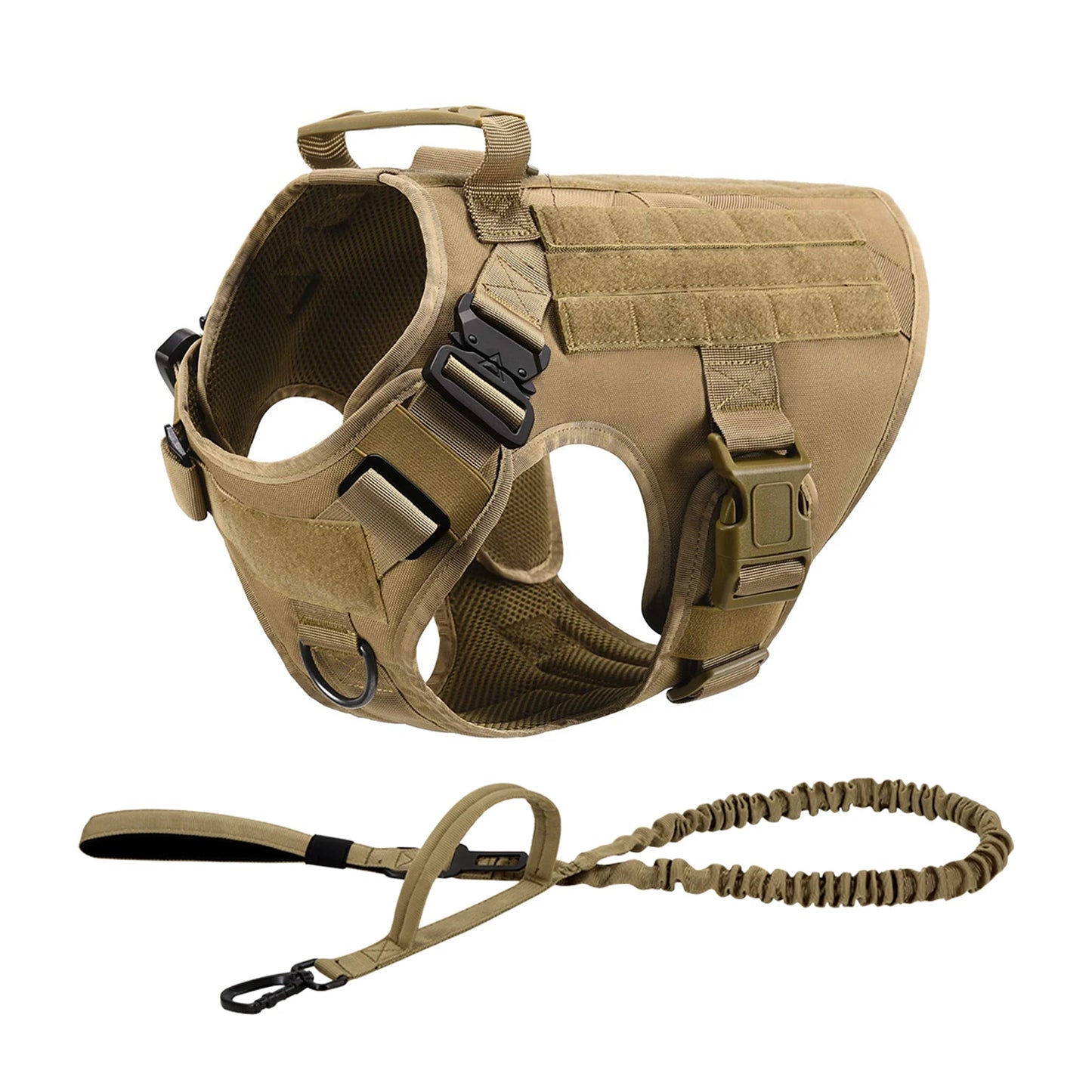 Tactical Dog Harness Collar Leash Molle Pouches For Medium and Large Dogs, Walking Vest Dog Harnesses