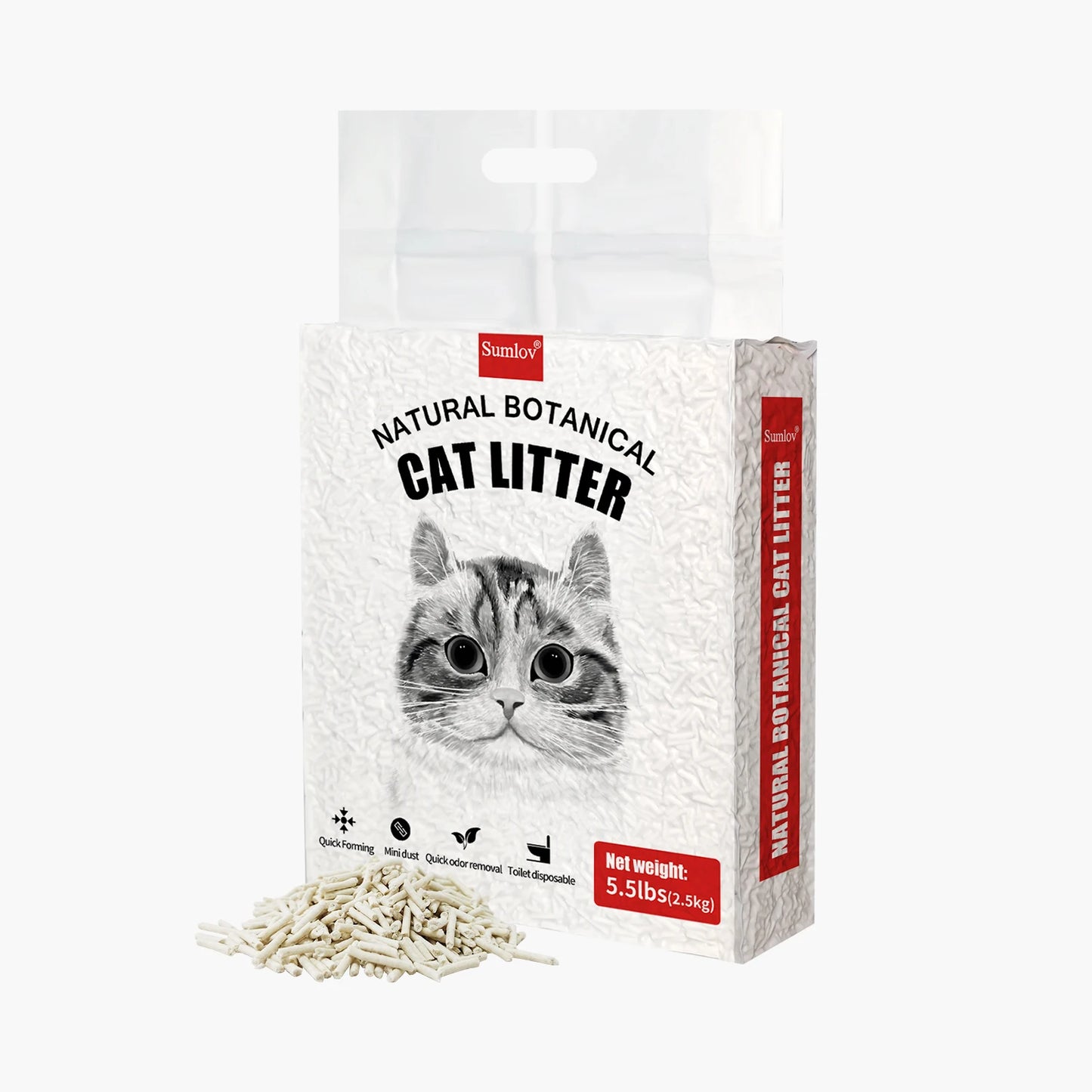 33lbs Sumlov Tofu Cat Litter, Natural Botanical, Dust-Free, Flushable, Quick Clumping, Odor Control, light scent, environmental