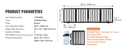 SucceBuy Free Standing Dog Gate, Freestanding Pet Gate with 3 Panels, Foldable for Narrow Passageways, Expandable Dog Barrier