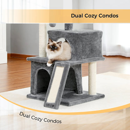 Large Cat Tree for Indoor Cats, Multi-Level Cat Tower with Sisal Scratching Post, 2 Spacious Condo, Cat Scratching Pad