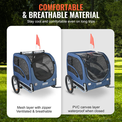 100lbs Pet Cart Bicycle Carrier Dog Bike Trailer with Coupler, Reflectors, Flag, Collapsible to Store for Dogs Travel