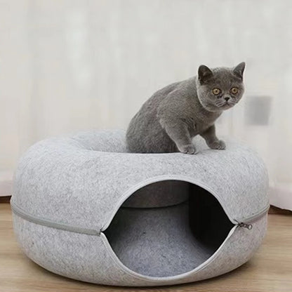 Felt Donut Bed for Cats or Small Dogs House With Breather Hole,  Dog Bed,  Interactive Play Toys for Cats to Hide 2 in