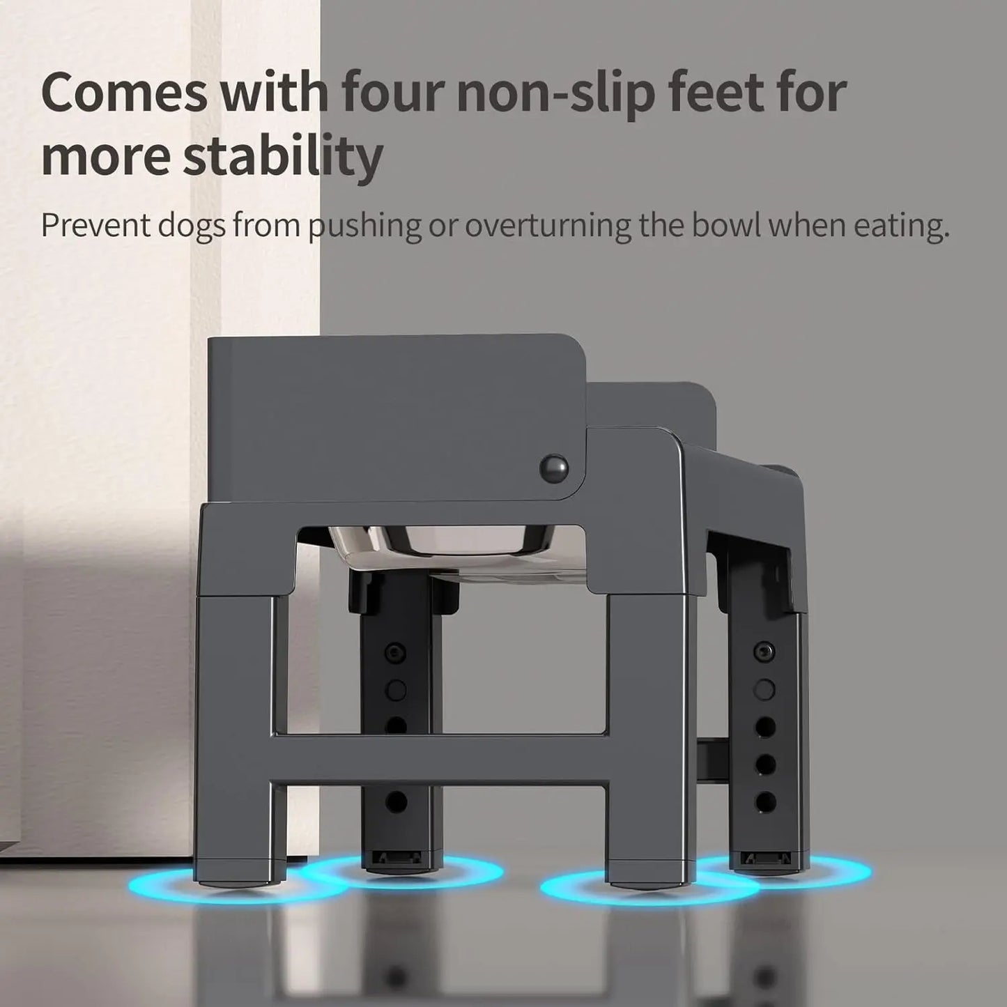 Adjustable Height Tiltable Dog Feeder with Spill-Proof Bowls for All Breeds