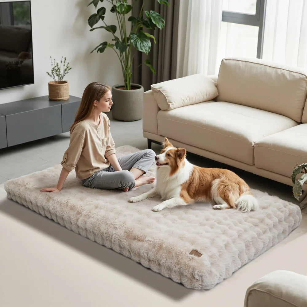 Ultra Plush Dog Bed ,Large Dog Crate Puppy Mattress, Washable Mat