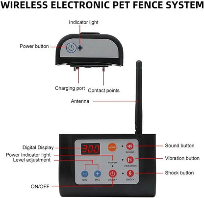 Wireless Dog Fence Electric Pet Containment System, Shock Collars For 3 Dogs Adjustable Range