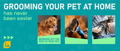 Pet Deshedding Brush - Double-Sided Undercoat Rake for Dogs & Cats - Shedding Comb and Dematting Tool for Grooming, Extra Wide