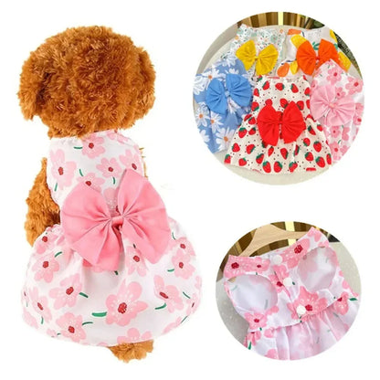 Dog Princess Dress,  Cute Printed Bow Lace,  Dog Dresses for Small, Medium, Puppies... Poodle , Chihuahua