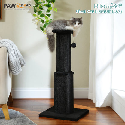 Large Cat Scratching Post for Indoor Cats, Ultimate Scratch Post with Woven Sisal Dangling Ball