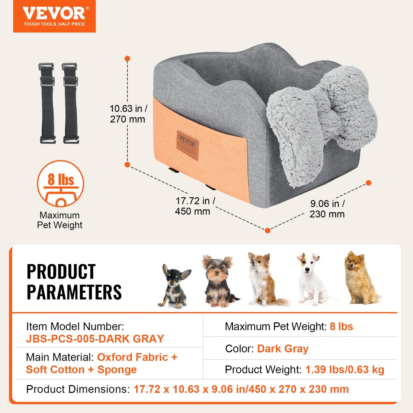 Dog Car Seat Waterproof Dog Booster Seat, Pet Car Seat with Clip-On Safety Leash, Car Bed for Medium or Large Dog