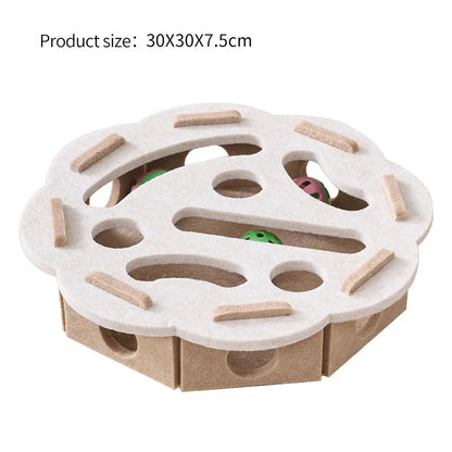 Interactive Cat Puzzle Toy, Felt Toy Box with Maze Tunnel, Bell, and Ball, Indoor Entertainment Cat Toy