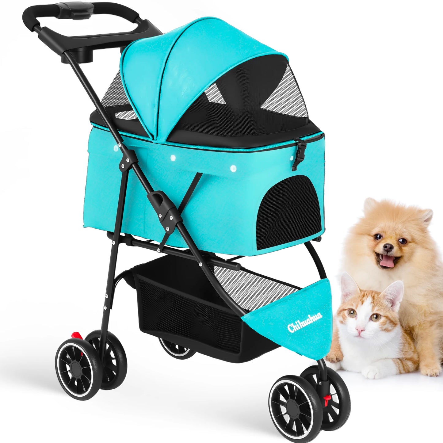 Pet Stroller For Small Puppy, Dogs & Cats, Travel Portable Dog Stroller,  Foldable