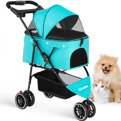 Pet Stroller For Small Puppy, Dogs & Cats, Travel Portable Dog Stroller,  Foldable