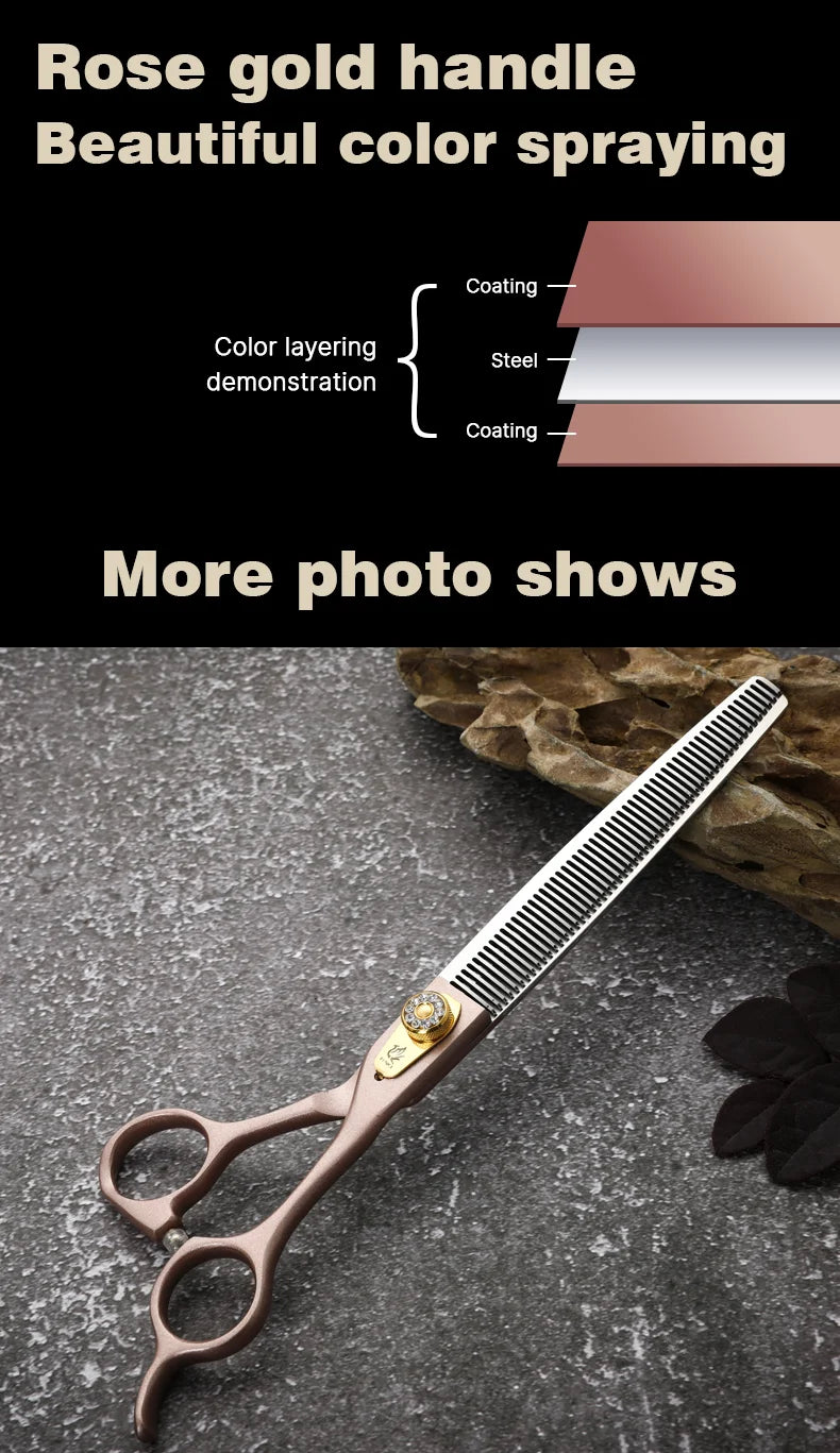 Fenice High-grade 7.5inch JP440C Steel pet grooming thinner scissorswith Thinning rate of 35%