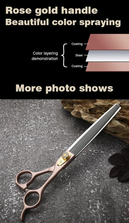 Fenice High-grade 7.5inch JP440C Steel pet grooming thinner scissorswith Thinning rate of 35%