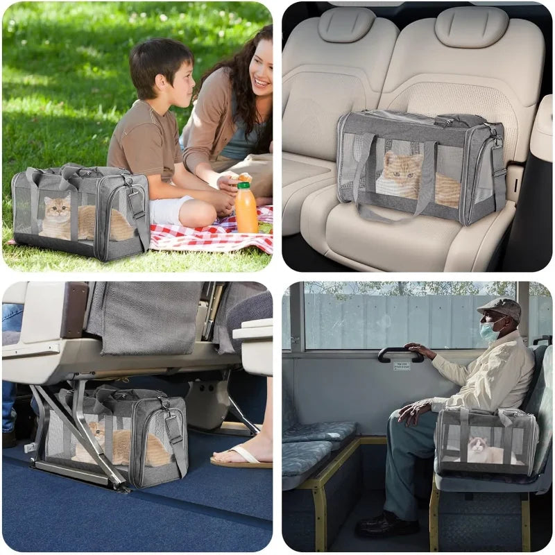 Airline Approved Pet Carrier for Cats and Dogs, Soft Travel Bag with Breathable Honeycomb Board,Removable Support Board for Pet