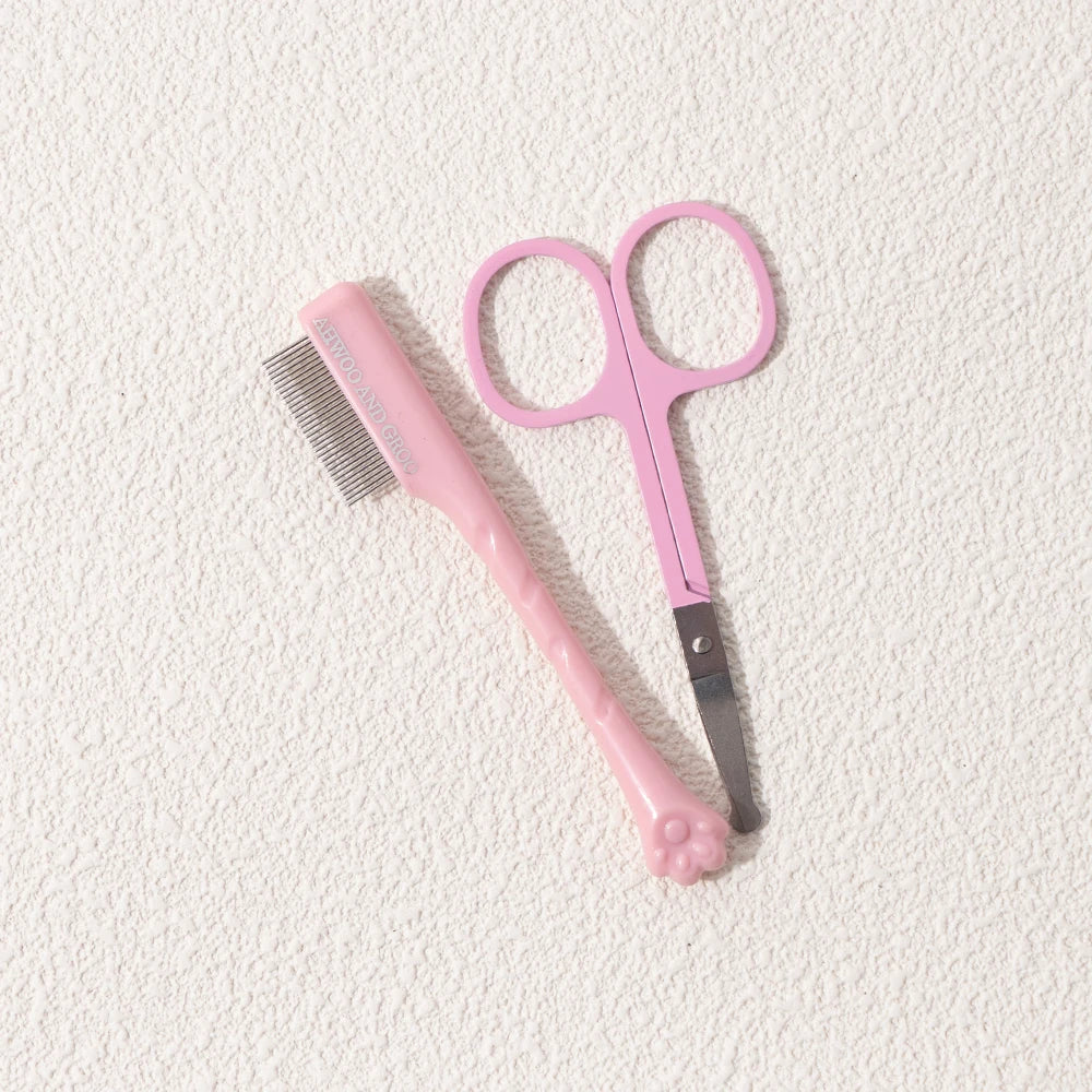 Pet Facial Cleaning Comb Set, Removes Tear Stains, Dog and Cat Hair Repair Scissors, Hair Comb