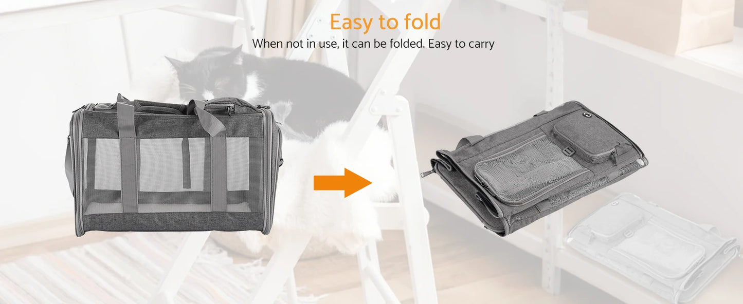 Airline Approved Pet Carrier for Cats and Dogs, Soft Travel Bag with Breathable Honeycomb Board,Removable Support Board for Pet