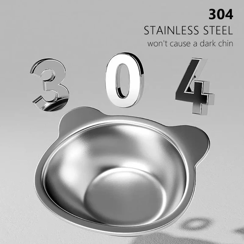 ‌304 Stainless Steel Raised Cat Bowl with 15° Elevated Design Tilted Neck Guard for Healthy Feeding, Shatterproof for Cats and Puppies