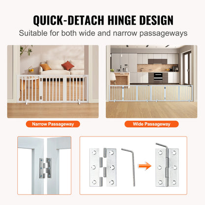 SucceBuy Free Standing Dog Gate, Freestanding Pet Gate with 3 Panels, Foldable for Narrow Passageways, Expandable Dog Barrier