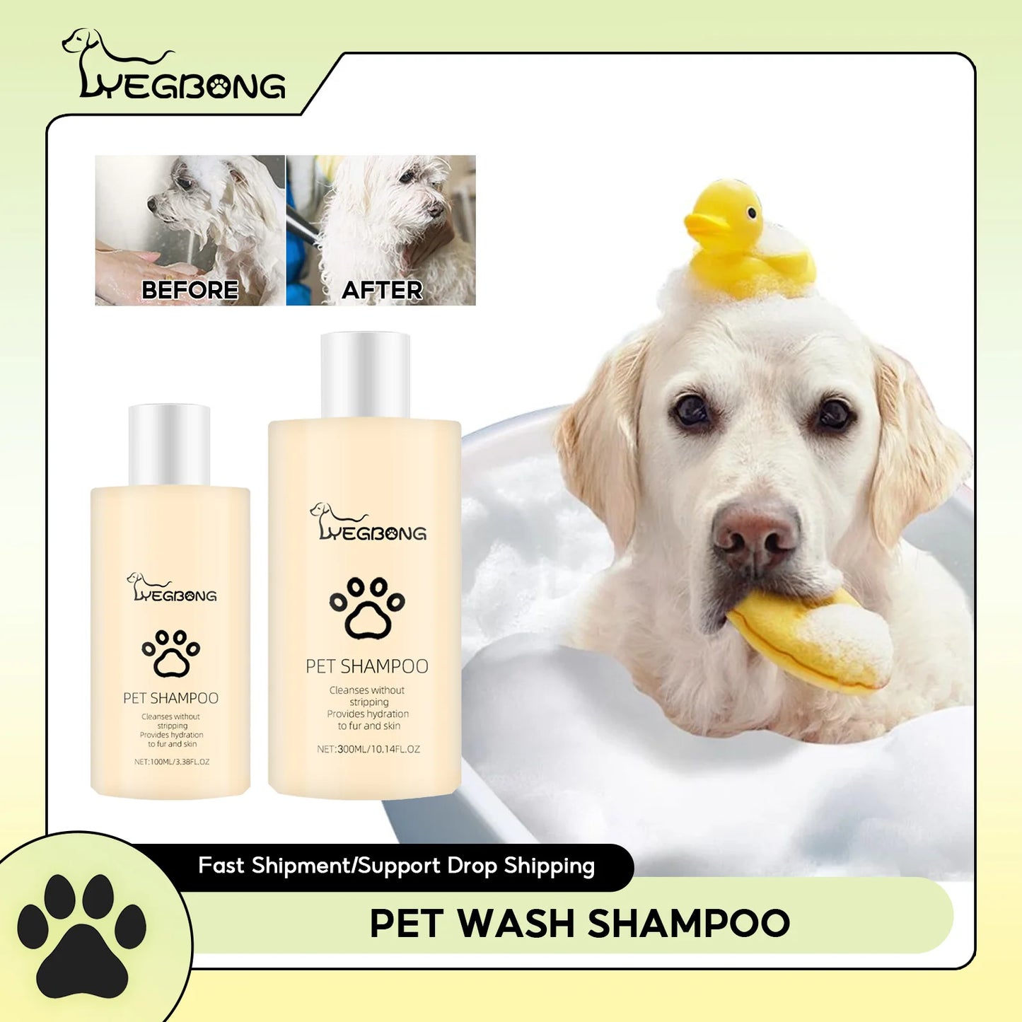 Dog Wash Shampoo: Flea & Mite Killer, Dirt Removal - Anti-Itch, Deodorizing & Moisturizing Formula for Softening Coat
