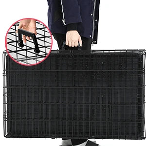 BestPet | Dog Crate | 48" | Black | Foldable Metal Kennel with Double Doors, Secure Slide-Bolt Latches, Leakproof Tray |