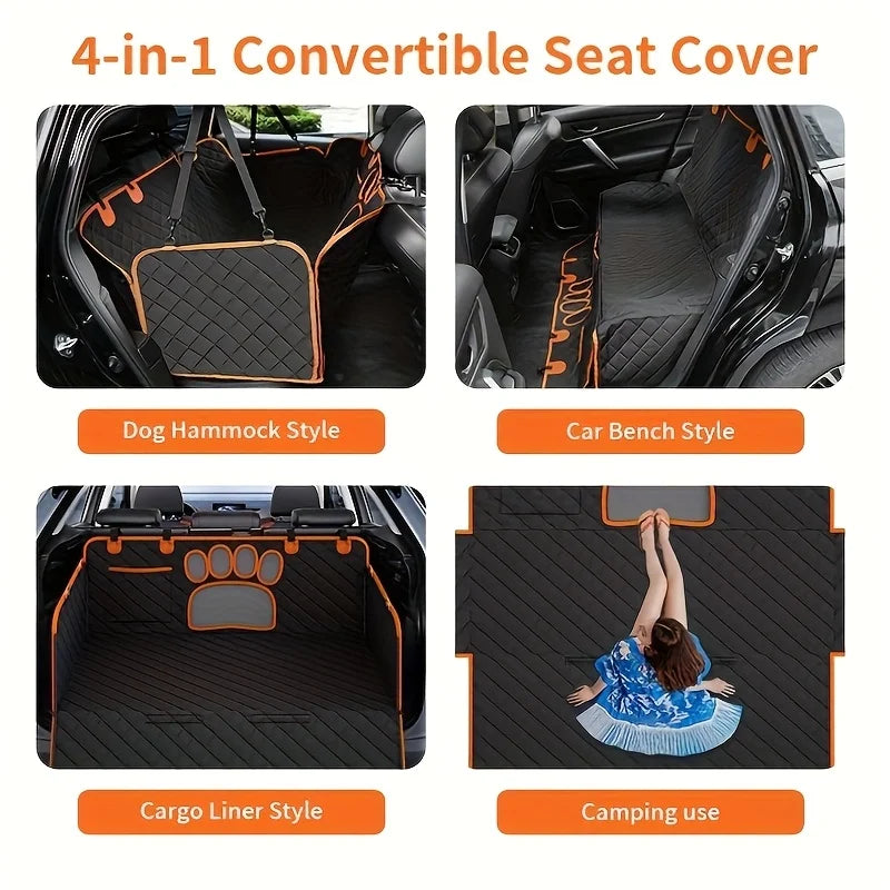 Dog Seat Cover,  Hammock, Heavy Duty, Scratch Resistant, Anti Slip, Durable Rear Seat Cover for Cars