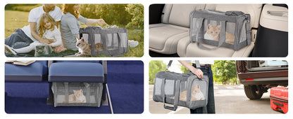 Airline Approved Pet Carrier for Cats and Dogs, Soft Travel Bag with Breathable Honeycomb Board,Removable Support Board for Pet