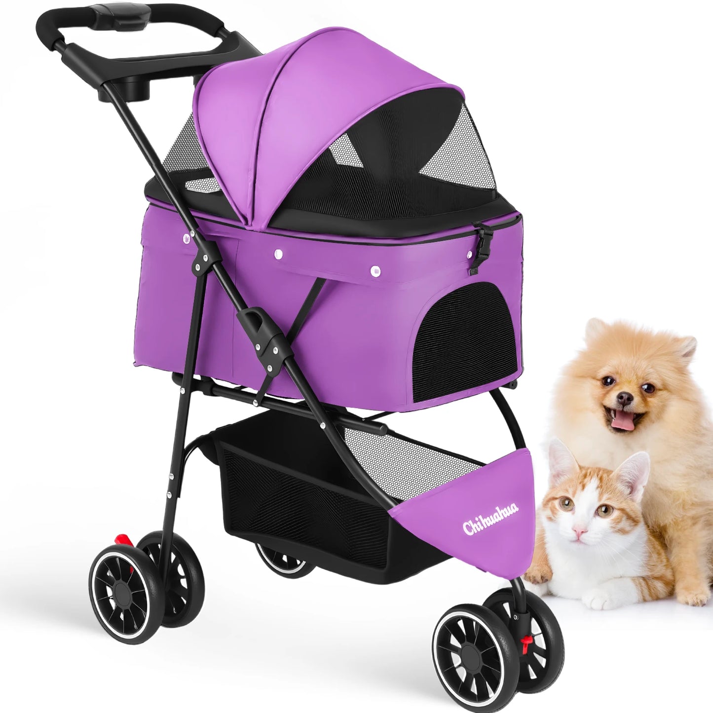 Pet Stroller For Small Puppy, Dogs & Cats, Travel Portable Dog Stroller,  Foldable
