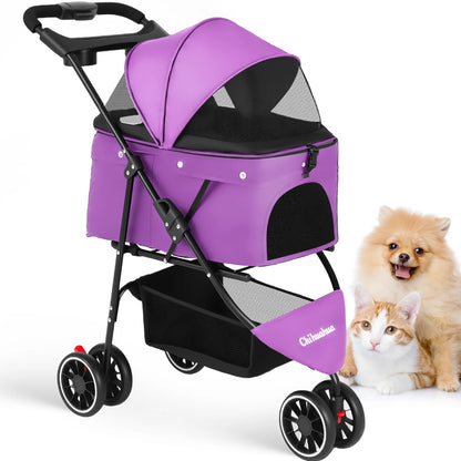 Pet Stroller For Small Puppy, Dogs & Cats, Travel Portable Dog Stroller,  Foldable