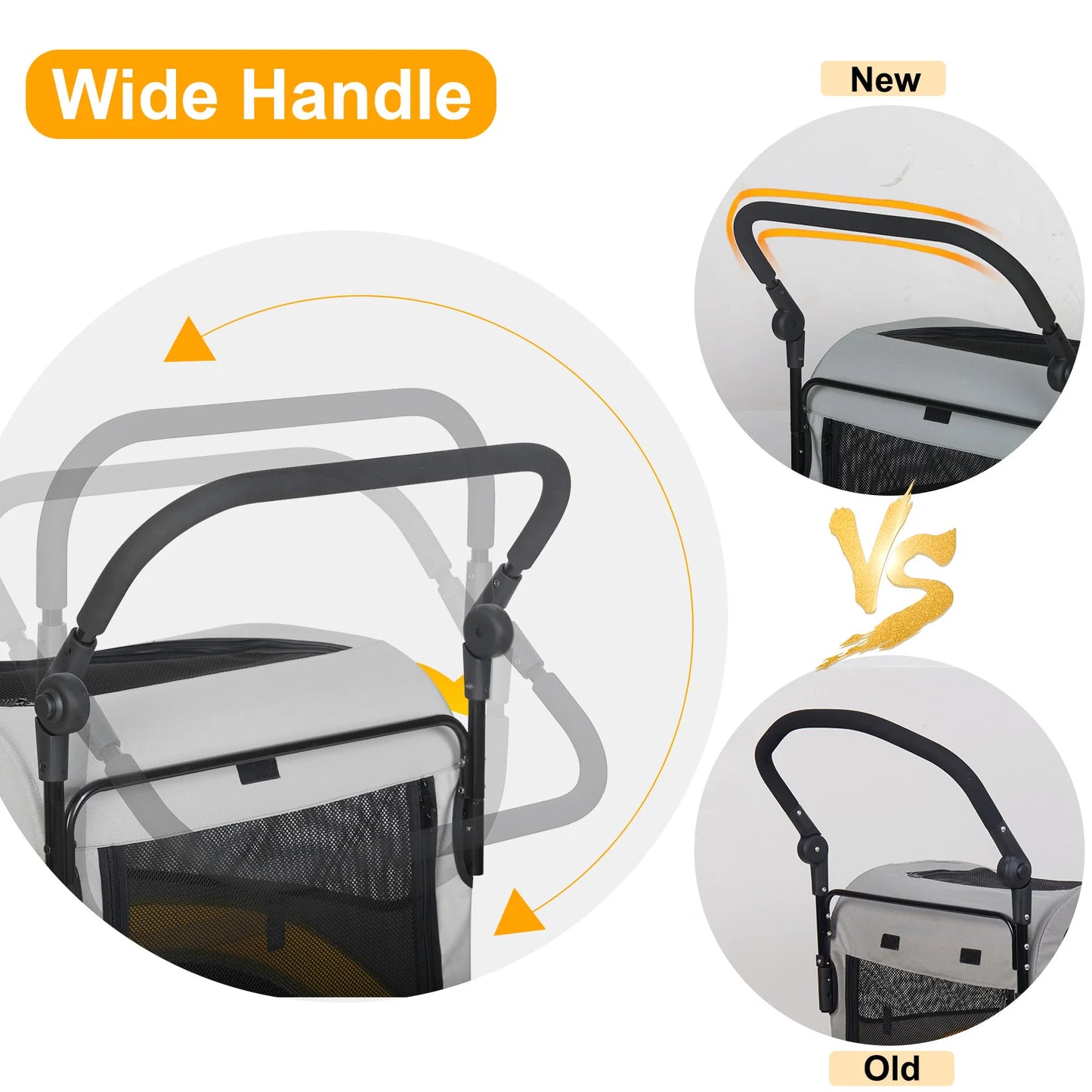 Premium Dog Stroller Pram 4 Wheel Foldable Cart, Pet Jogger Wagon for Small, Medium or Large Dogs
